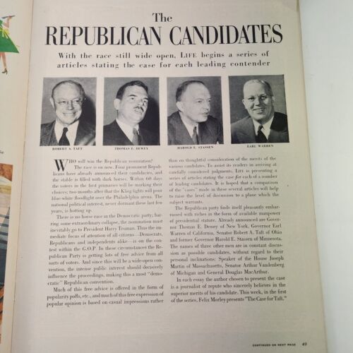 Life Magazine February 9 1948 Robert A Taft as Republican Presidential Candidate