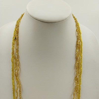 Lot of 3 Yellow Gold Tone Glass and Acrylic Beaded Necklaces Small Round 17"