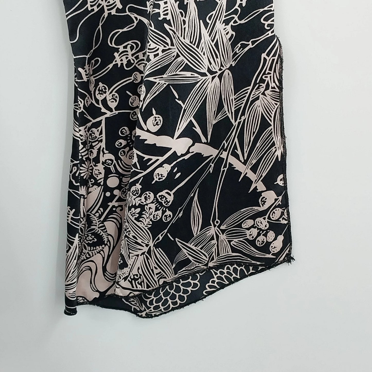 Women's Floral Blouse Black White Layered V Neck Long Sleeve Top Small