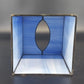 Stained Glass Tissue Box Cover Blue Swirl Slag Glass Metal 5" Bathroom Decor Vtg
