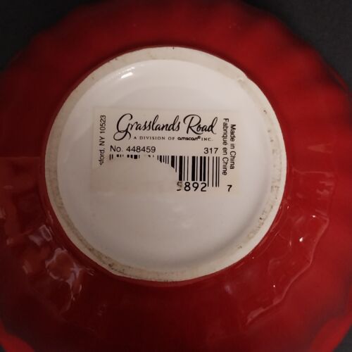 Grasslands Road BE MERRY Snowman Candy Bowl Red Outer White Inner 5.75" x 3"h