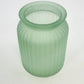 Frosted Glass Sage Green Vase 5.75" Textured Ribbed & Wide Flared Rim Vintage