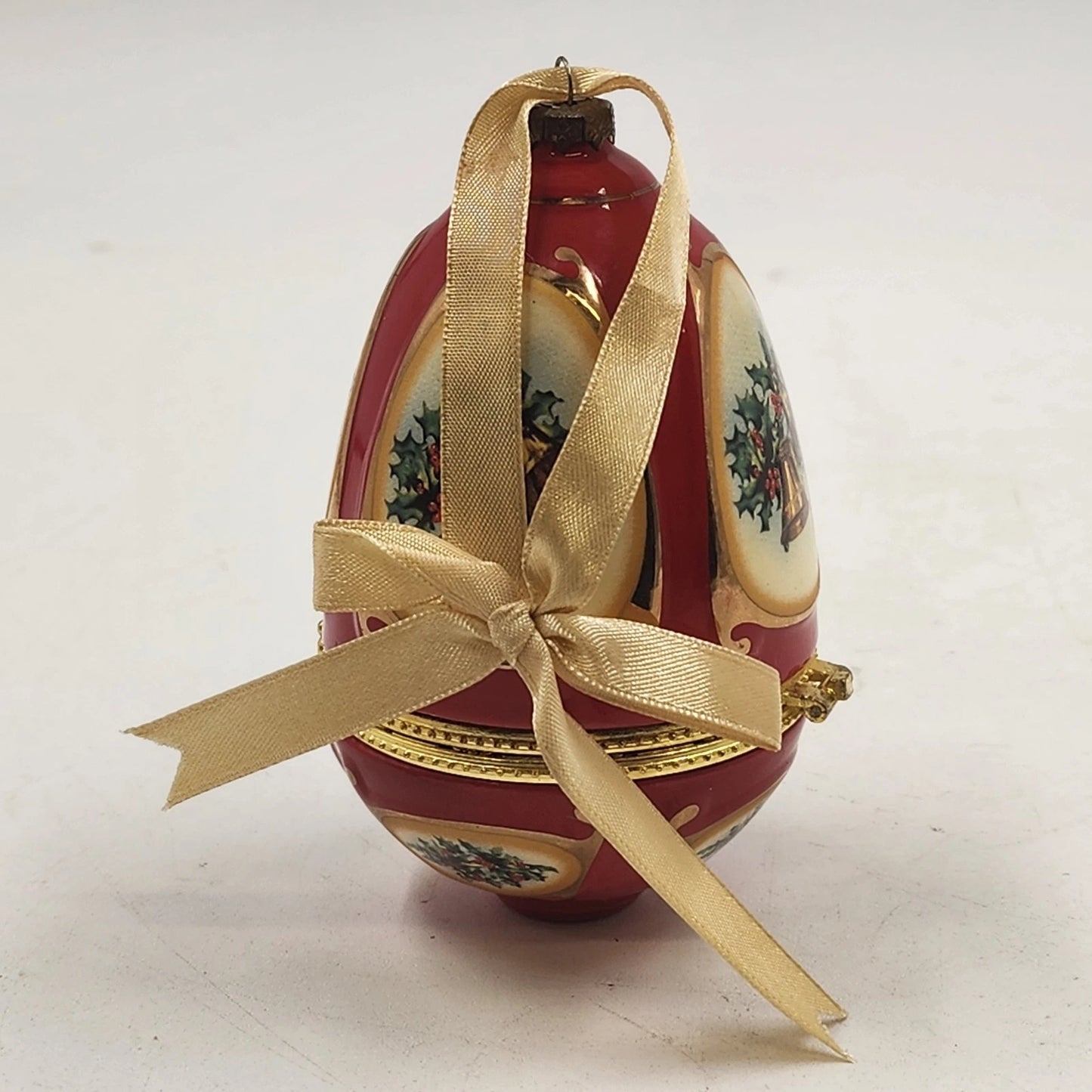Mr Christmas Egg Trinket Music Box Ornament Bell Valerie Parr Hill Porcelain Vtg