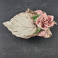 Capodimonte Large Rose Flower with Leaf Candy Dish Vintage Made in Italy 9" Long