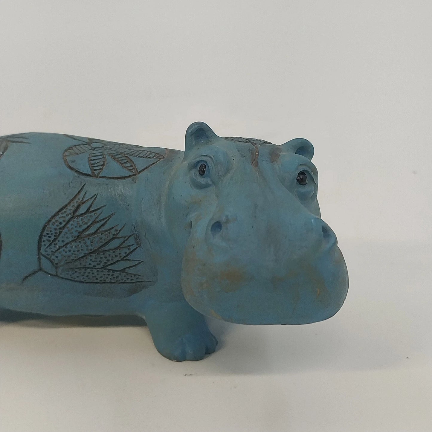 Berlin Design Blue Hippopotamus Pottery Figurine Egyptian Art William Hippo 4"