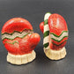 Set of 2 Christmas Salt & Pepper Shakers Red Mittens Ceramic 3.75"