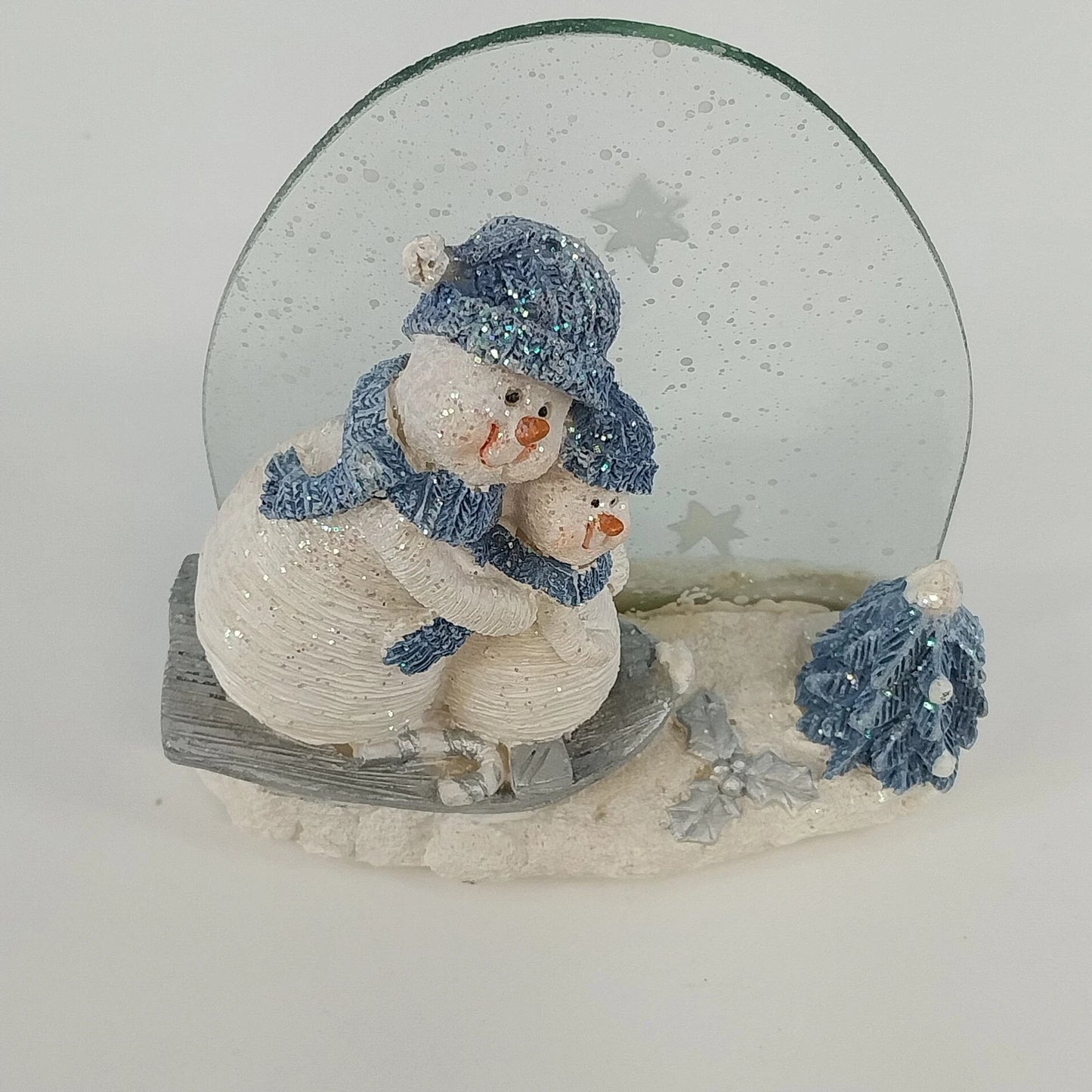 K's Collection Let It Snow-Man Snowmen Sled Glass Figurine 4" Christmas Decor