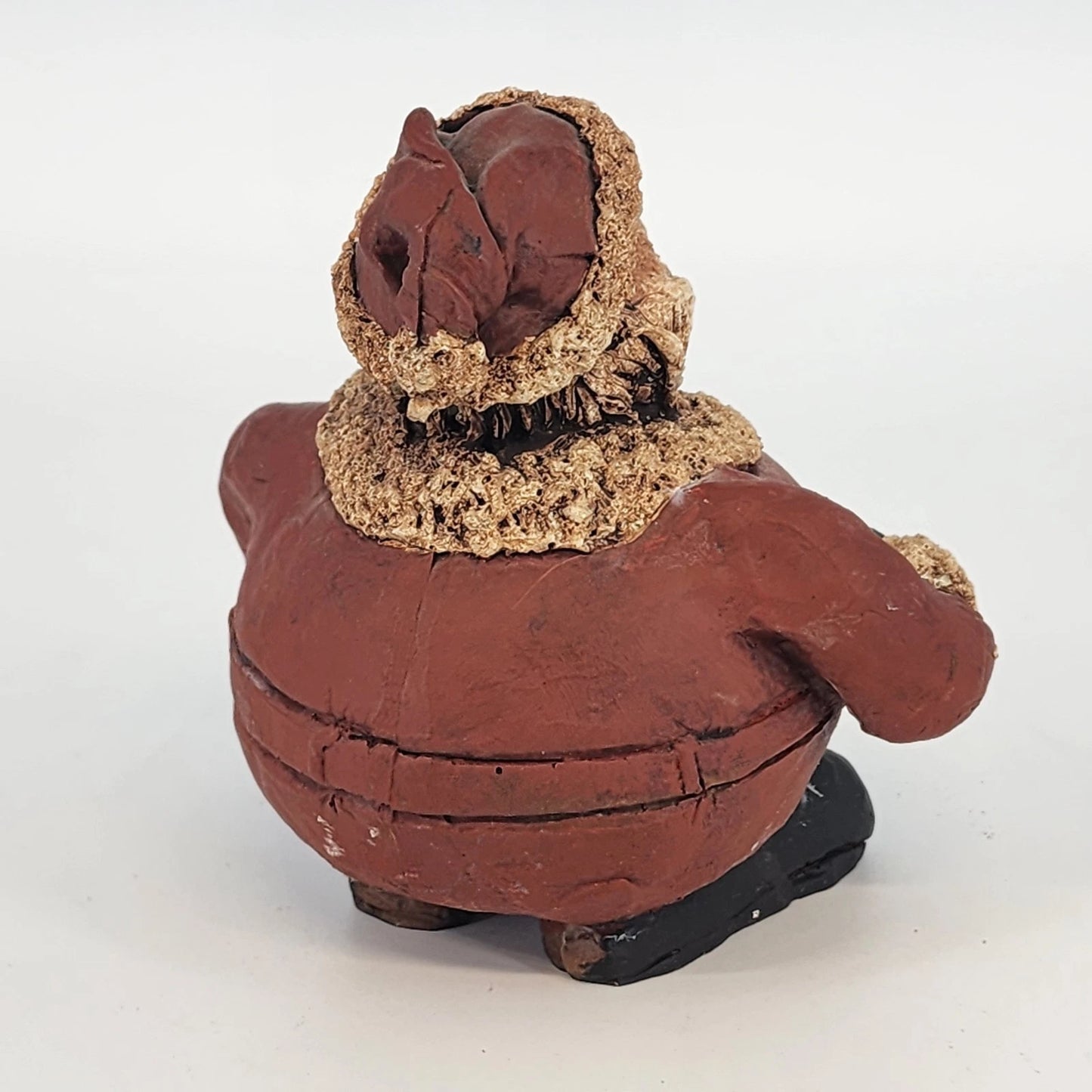 Studio Pottery Santa Claus Figurine Hand Sculpted Round Distressed Christmas 5"