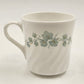 Corelle Callaway Green Ivy Mug Cup Saucer Set Swirled Edge USA