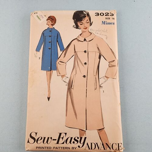 Advance Sew-Easy 3023 Vintage Sewing Pattern 1950s Misses Coat Size 16 Uncut
