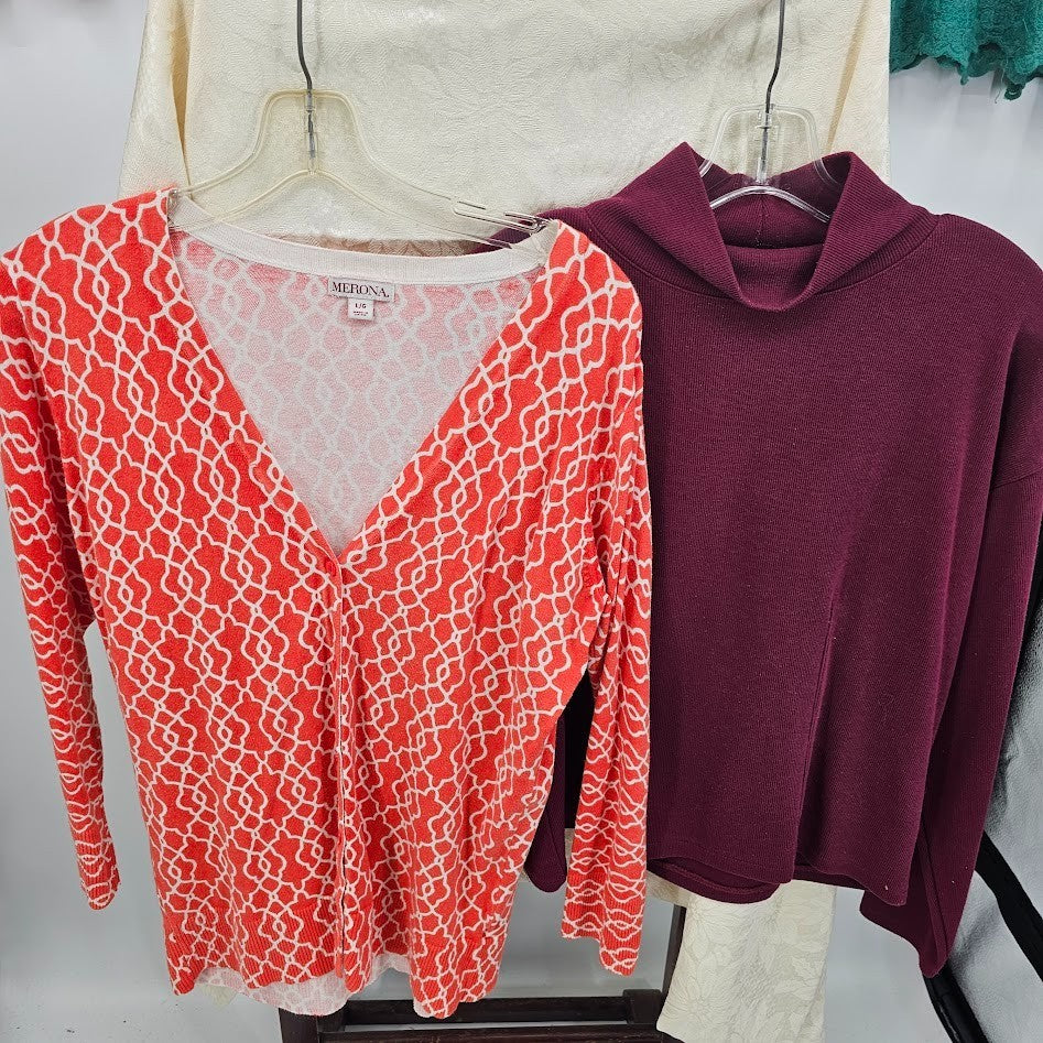 Women’s Tops Lot Size Large 5 Pc Merona Express Escio Bundle Long Sleeve Casual Blouses