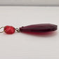 Ruby Red Faceted Teardrop & Button Crystal Prisms Hanging Chandelier Parts 2"