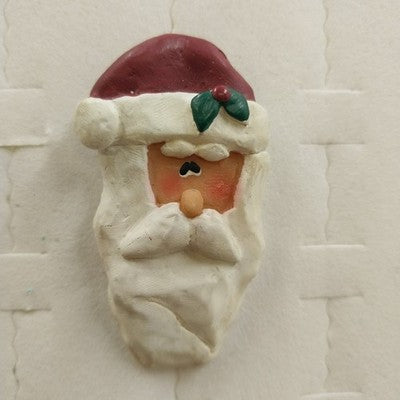 CMI/Henton Christmas Santa Claus Head with Red Hat Brooch Lapel Pin 2.25" China