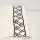 Martex Luxor Solid White Twin Flat Sheet w Embroider Brown Bamboo Lattice Edge