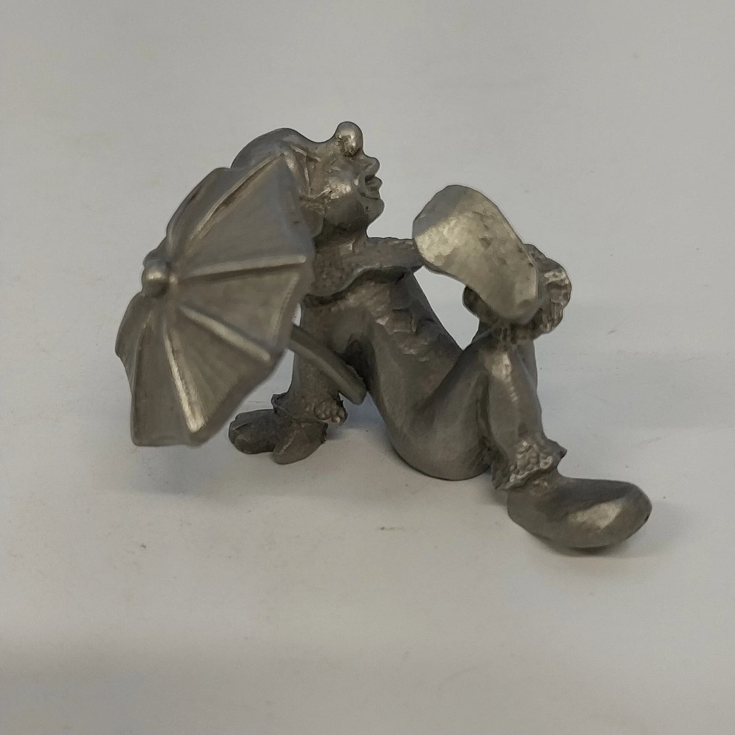 Rawcliffe P Davis Pewter Clown Under Umbrella Circus Figurine 2.25" 1979