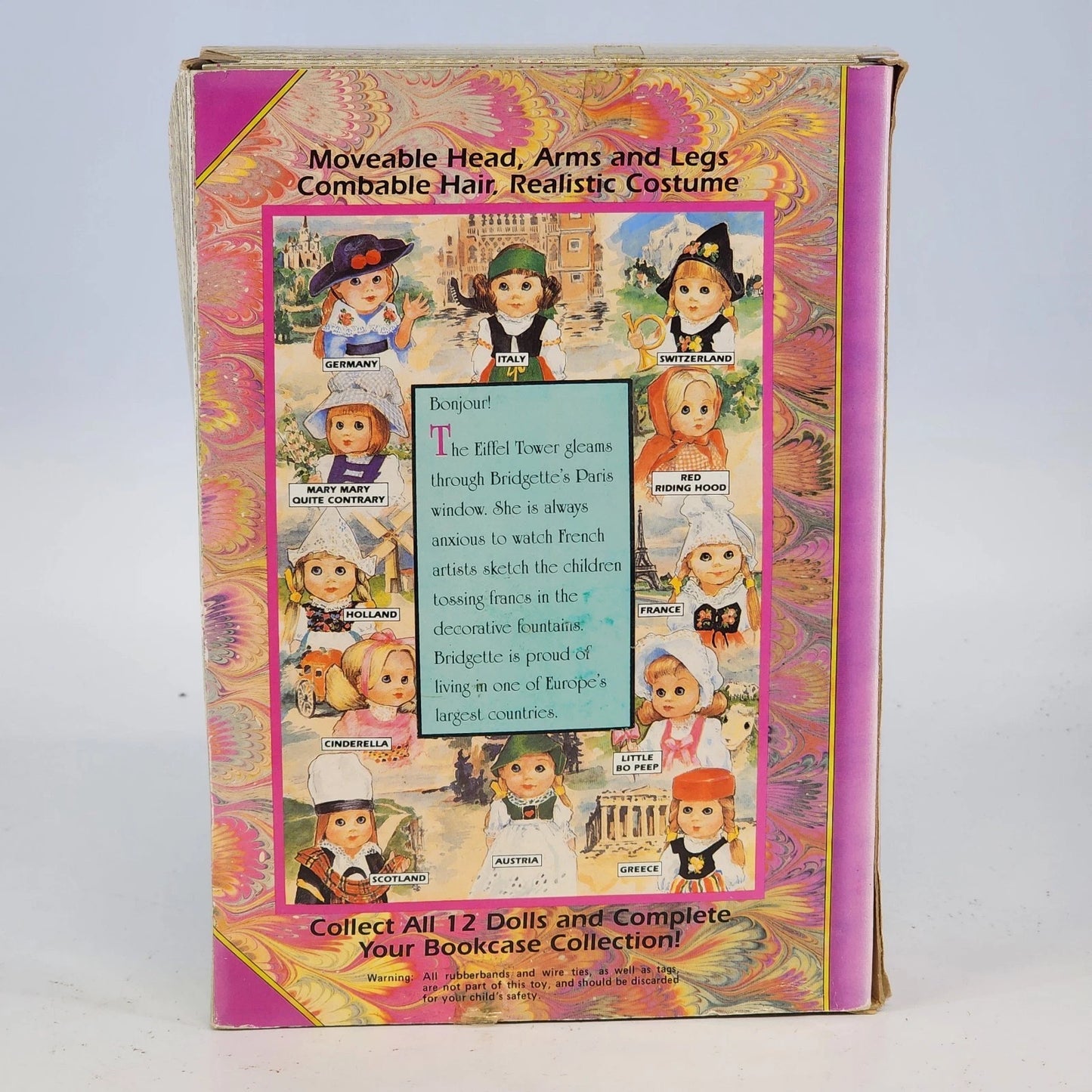 New Bright France Doll Shadow Box Display Figurines Bookcase 1992 NOS Vintage