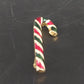 Candy Cane Christmas Brooch Pin Gold Tone Red Green Enamel 2" Holiday Vintage