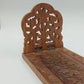 Hand Carved Natural Wood Expandable Book Rack Floral Bookends 17" Extend India
