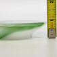 Akro Agate Green White Slag Glass Sea Shell Trinket Dish Scalloped Edge 4" Vtg