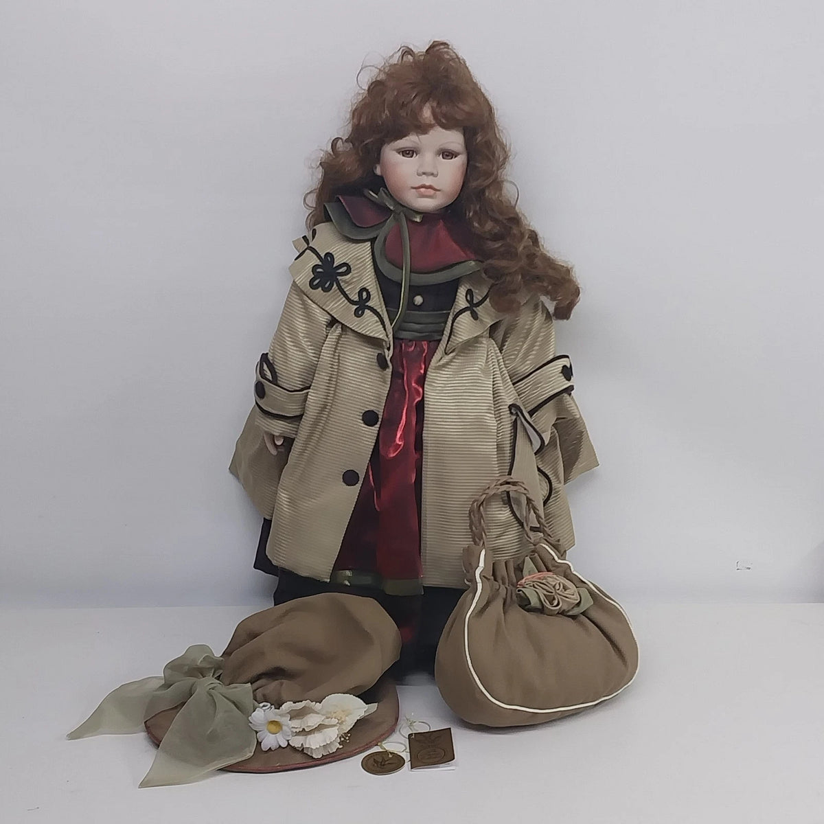 Kingstate Gaby Porcelain Doll 28" Prestige Collection w Hat & Bag LE 2304/3500