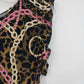 JTB Leopard Chain Print Top Women's Petite Large Ruffle Cap Sleeve Stretch Tee