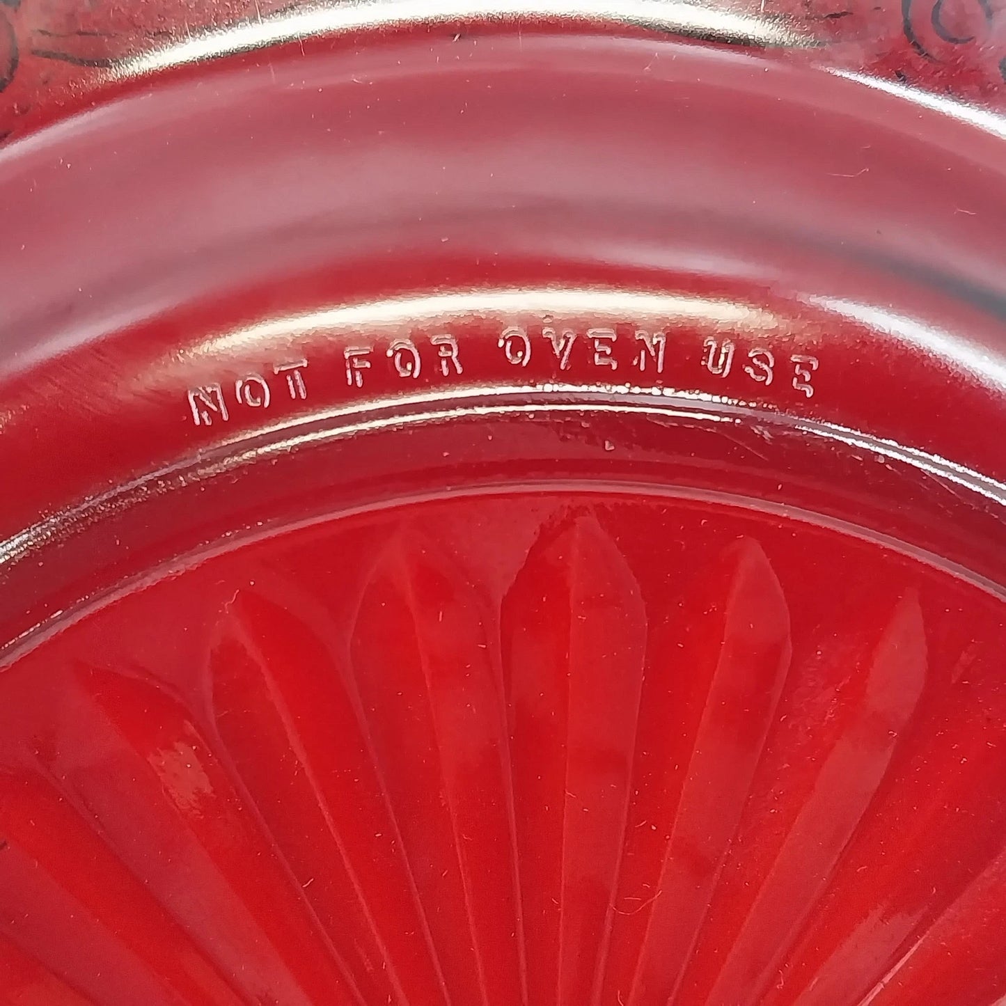 Avon Cape Cod Ruby Red Glass Bowl Pie Plate Roman Rosette Pattern Collectible
