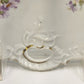 White Porcelain Platter Purple Floral Scalloped Edge Handles 9.5"