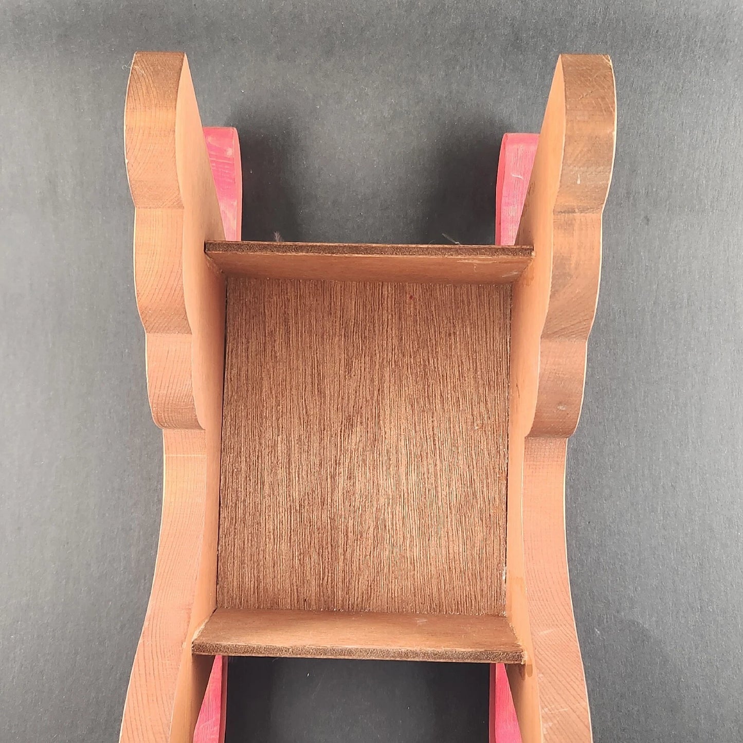 Christmas Wooden Decorative Sleigh 13.5" Light Brown w Red Runners Rustic Decor