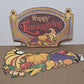 2 Pc Beistle Diecut Signs Cornucopia & Happy Thanksgiving 1978 Double Sided NOS