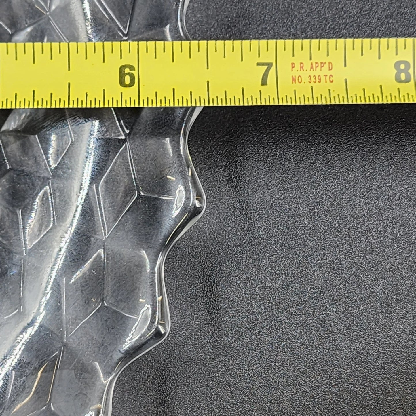 Fostoria American Clear Oval Plate 8" x 6.5" Cubist Design Pressed Glass Vintage