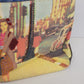 Artisan Canvas and Leather Tote Bag Lady on Boardwalk Graphic Art Purse Unique