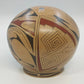 Handmade Mexican Pottery Bowl Geometric Bird Motif Tan Black Red 7" Round Bottom