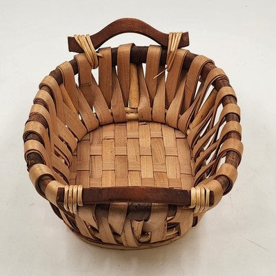 Oval Basket with Wooden Handles 12"x9" LaVeeda Hand Woven Rattan Wicker