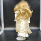 Treasures in Lace Porcelain Angel Doll Blonde White Gold Dress 17" Vintage