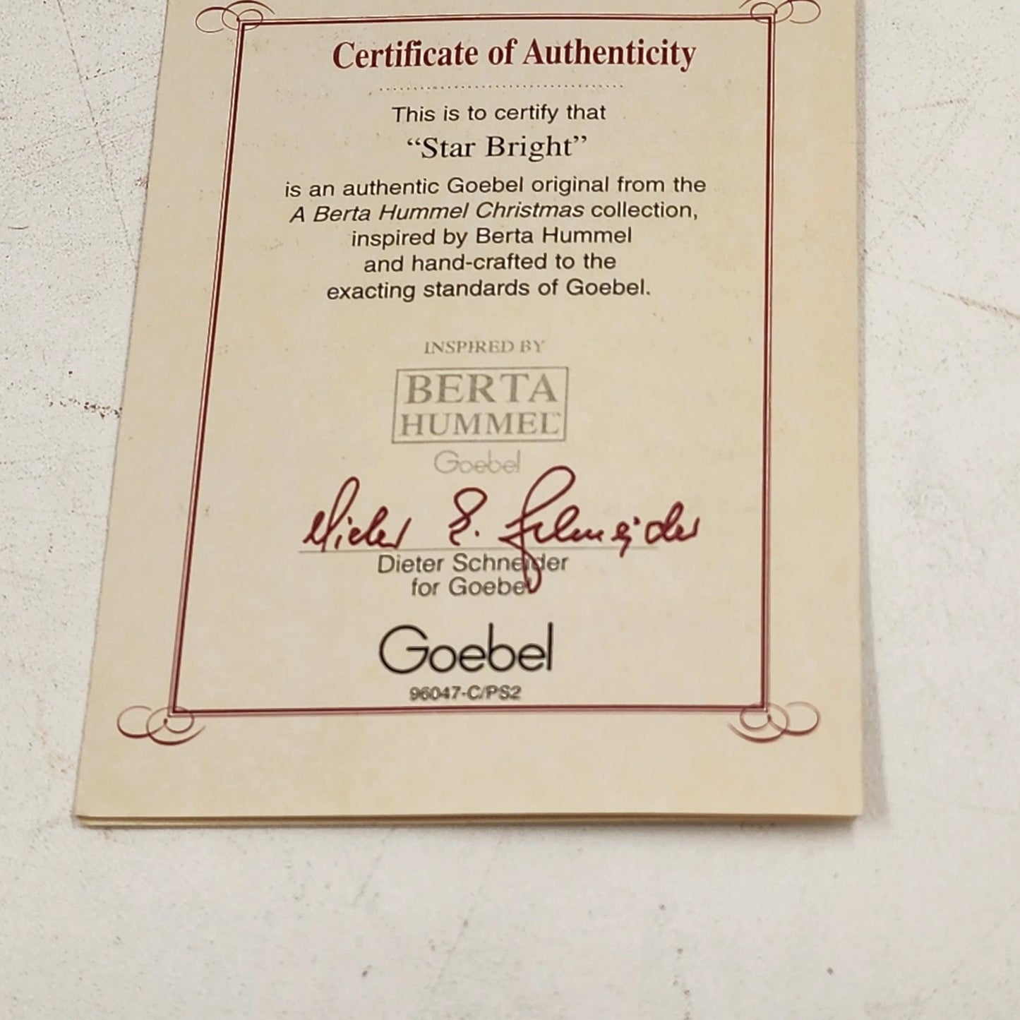 Berta Hummel STAR BRIGHT Ornament 2000 Goebel Porcelain Christmas Angel