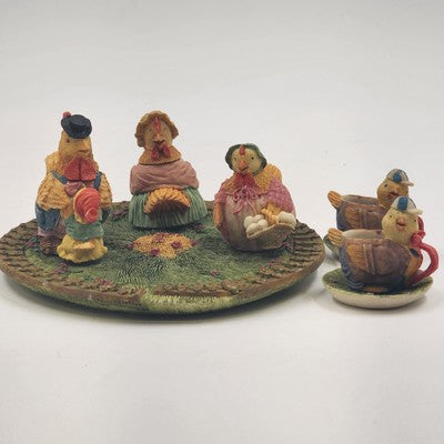 Popular Imports 8pc Mini Tea Set Chicken Roaster Polystone Resin Decorative 1995