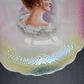 Portrait of Woman Serving Bowl Embossed Designed Scalloped Multicolor Rim Crazed