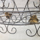Ornamental Gray Wire Wall Shelf Basket Leaf Pattern Metal Storage