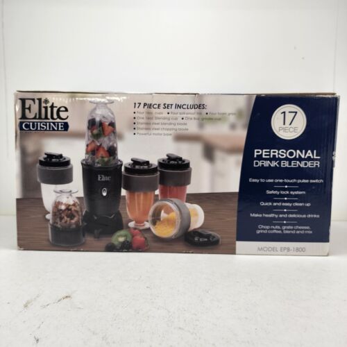 Elite Cuisine EPB-1800 Personal Blender 17 Piece Set New Sealed