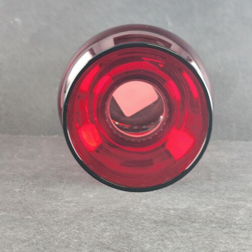 Garnet Red Cut to Clear Bohemian Glass Decanter Clear Stopper & 6 Rock Glasses