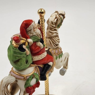 Homco Carousel Horse Figure Santa Claus #5117 Ceramic Brass Stand Philippines