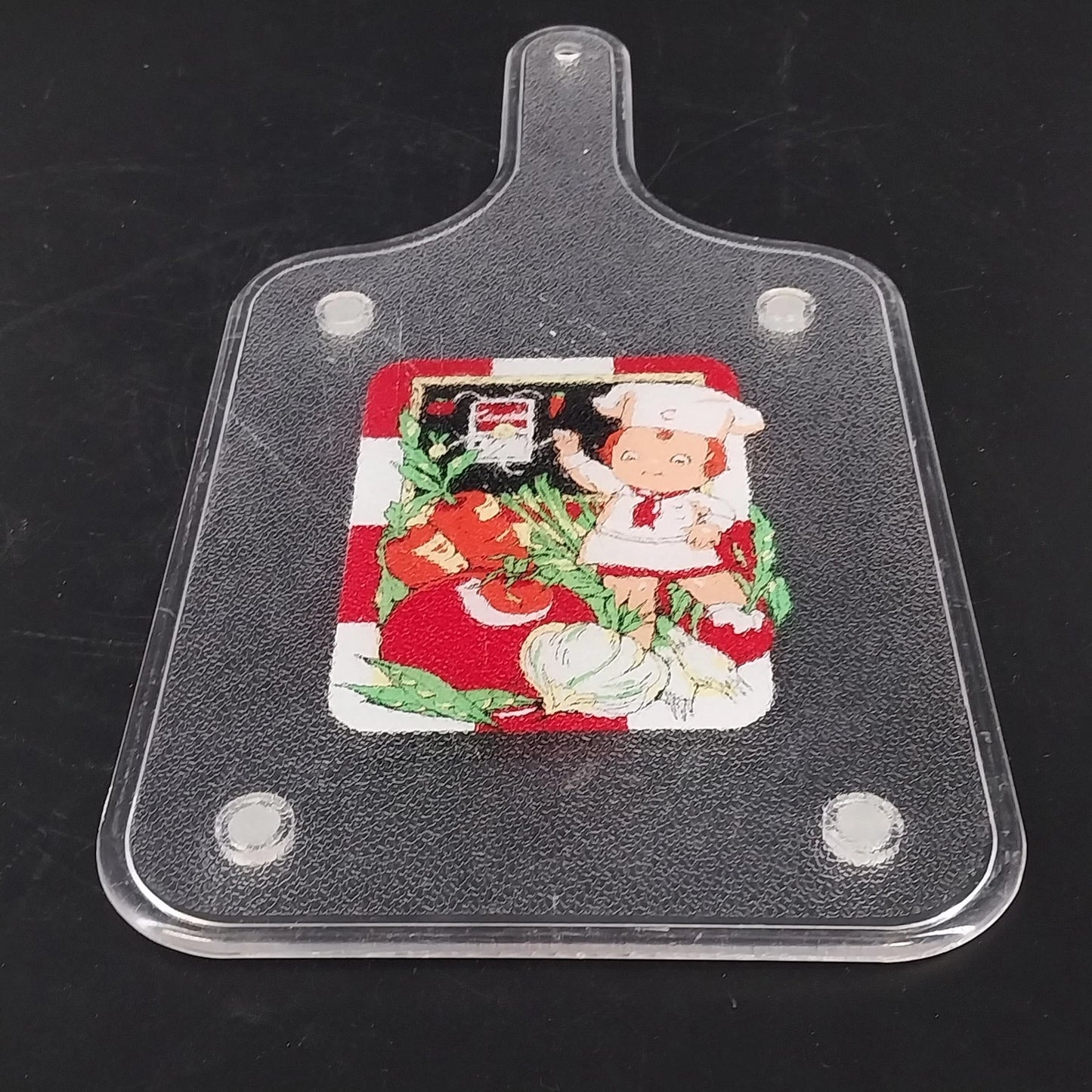 Campbell's Soup Child Chef Cutting Board 14" Plastic Nonslip Vtg Kitchen 1994