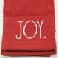 3 Rae Dunn Christmas Red Kitchen Towel Embroidered Peace Joy Believe 100% Cotton