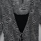 Essentials by Milano Zebra Print Pleated Blouse Women's M 3/4 Sleeve Front Tie