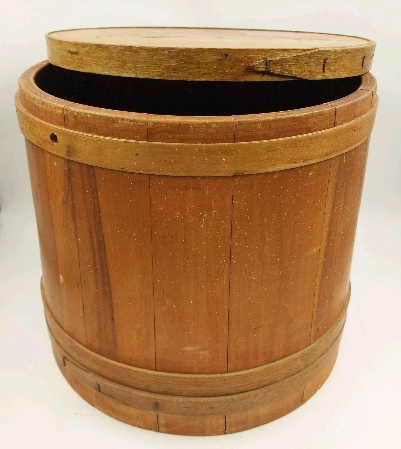 Shaker Firkin Primitive Wooden Sugar Pail Bucket Pantry Box No Handle 15" x 14"