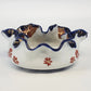Japanese Imari Porcelain Ruffled Bowl 6" Cobalt Blue & Gold Gilt Floral Vintage