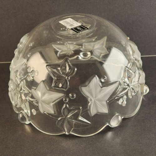 Mikasa Parisian Ivy Crystal Glass Serving Bowl Clear w Frosted Leaves 8¾" S5199