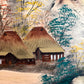 Toyo Japan Byobu 4 Panel Sansuiga Landscape Brass Trim Wall Screen 66x36 Hangers