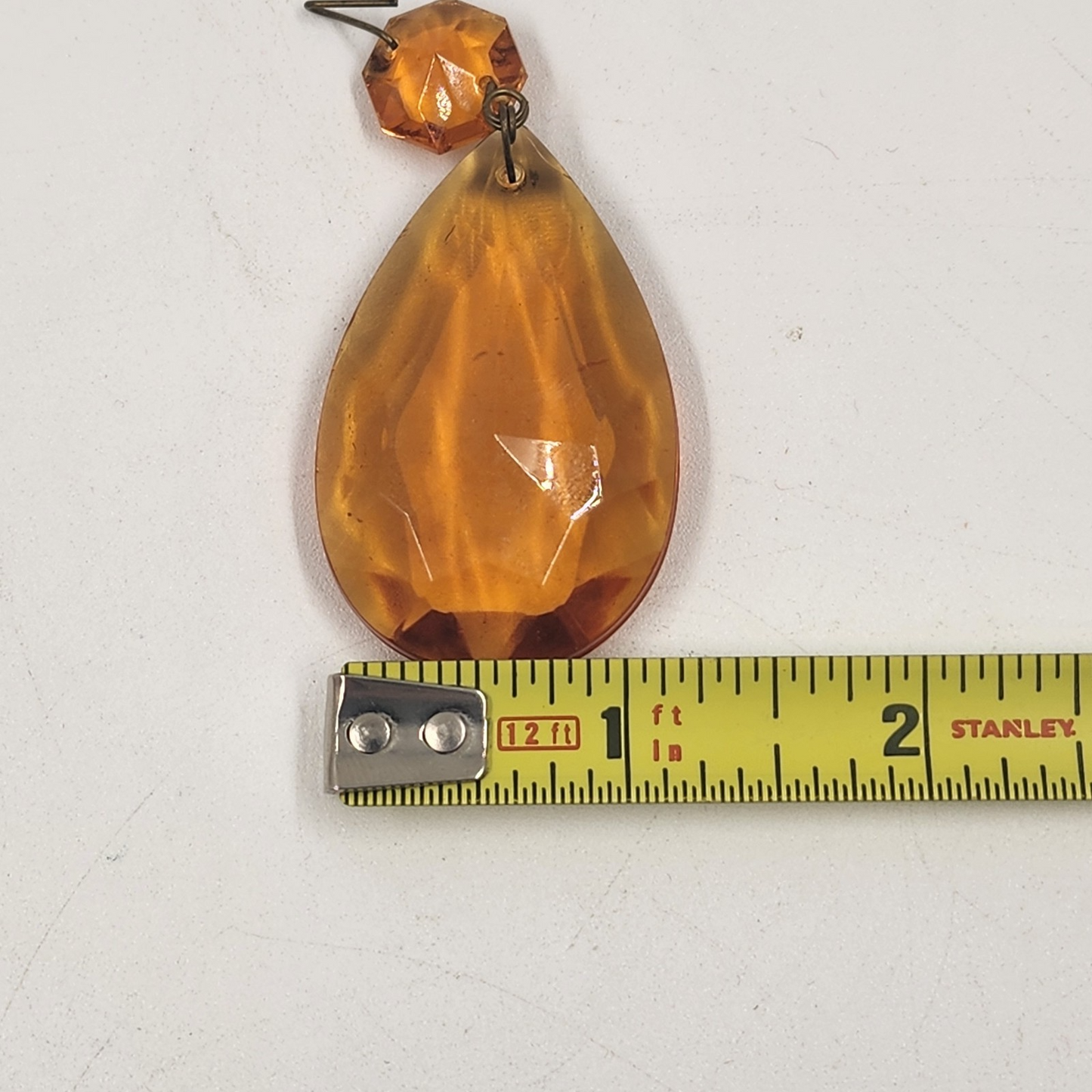 9 Amber Teardrop Faceted Crystal Glass 2" Prisms for Lighting Chandelier Accents