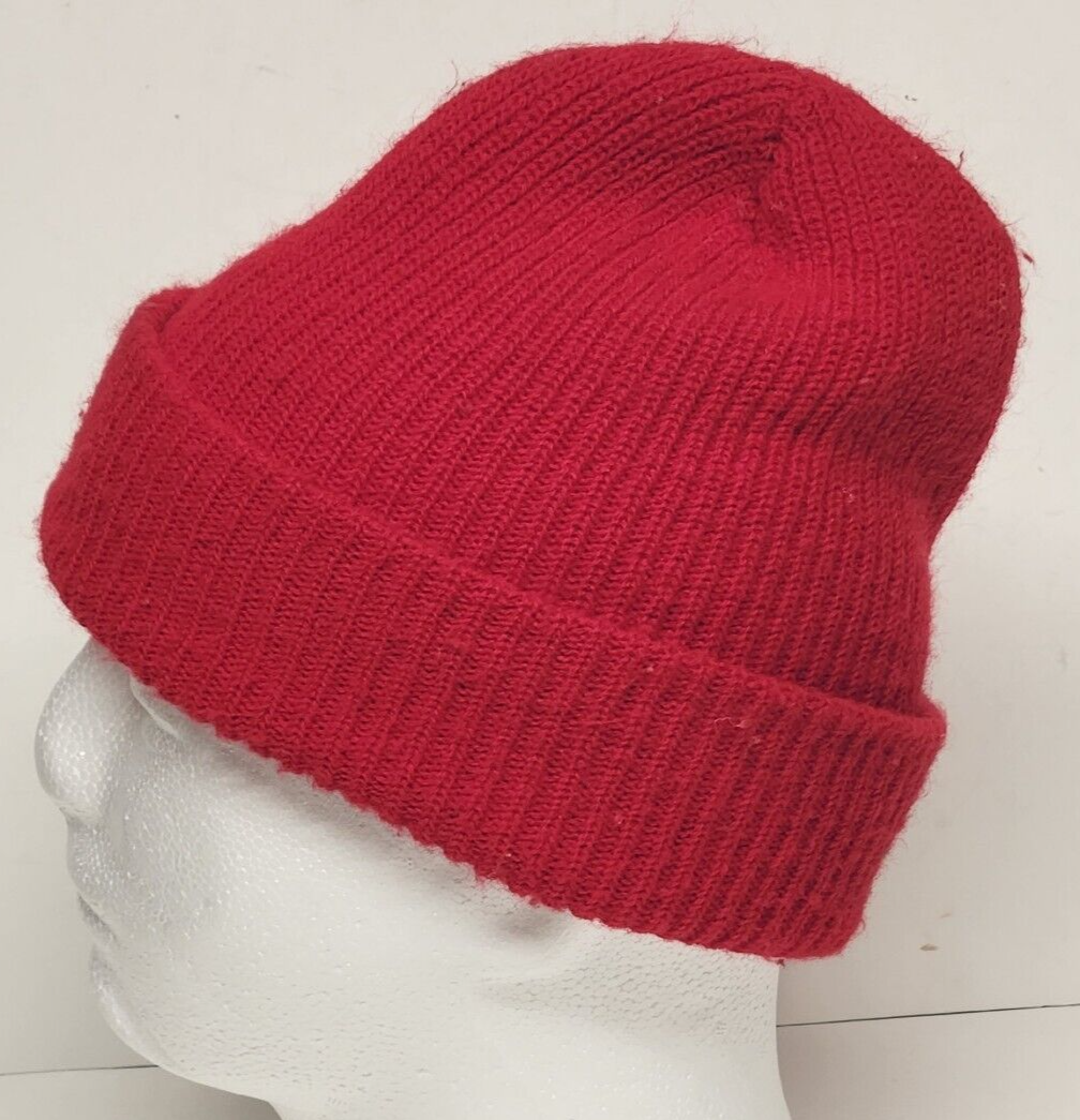 Red Acrylic Watch Beanie Knit Hat Stocking Cap One Size Fits Most Unisex